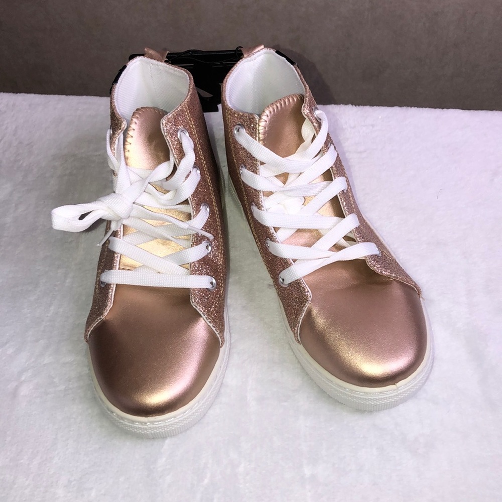 Bebe girls rose gold glittered high tops!!